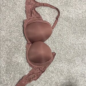 Elegant Lace Trimmed Brown Bra